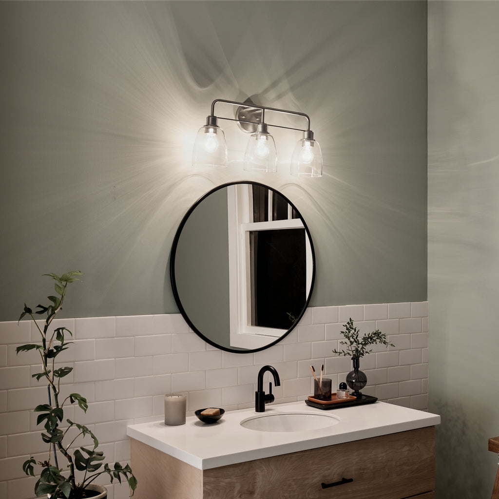KICHLER 55102NI Meller 24" 3 Light Vanity Light With Clear Glass Black