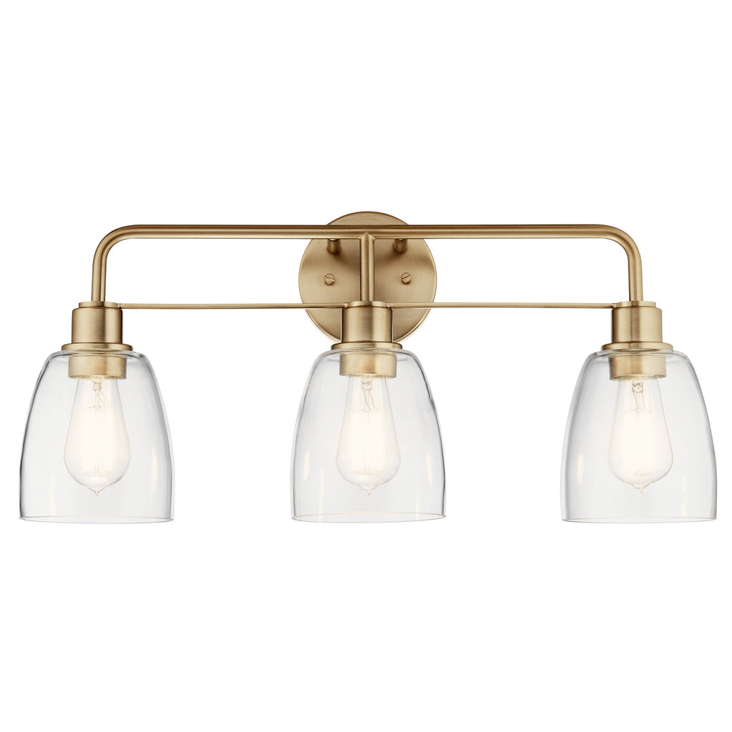 KICHLER 55102CPZ Meller 24" 3 Light Vanity Light With Clear Glass Black