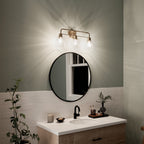 KICHLER 55102CPZ Meller 24" 3 Light Vanity Light With Clear Glass Black