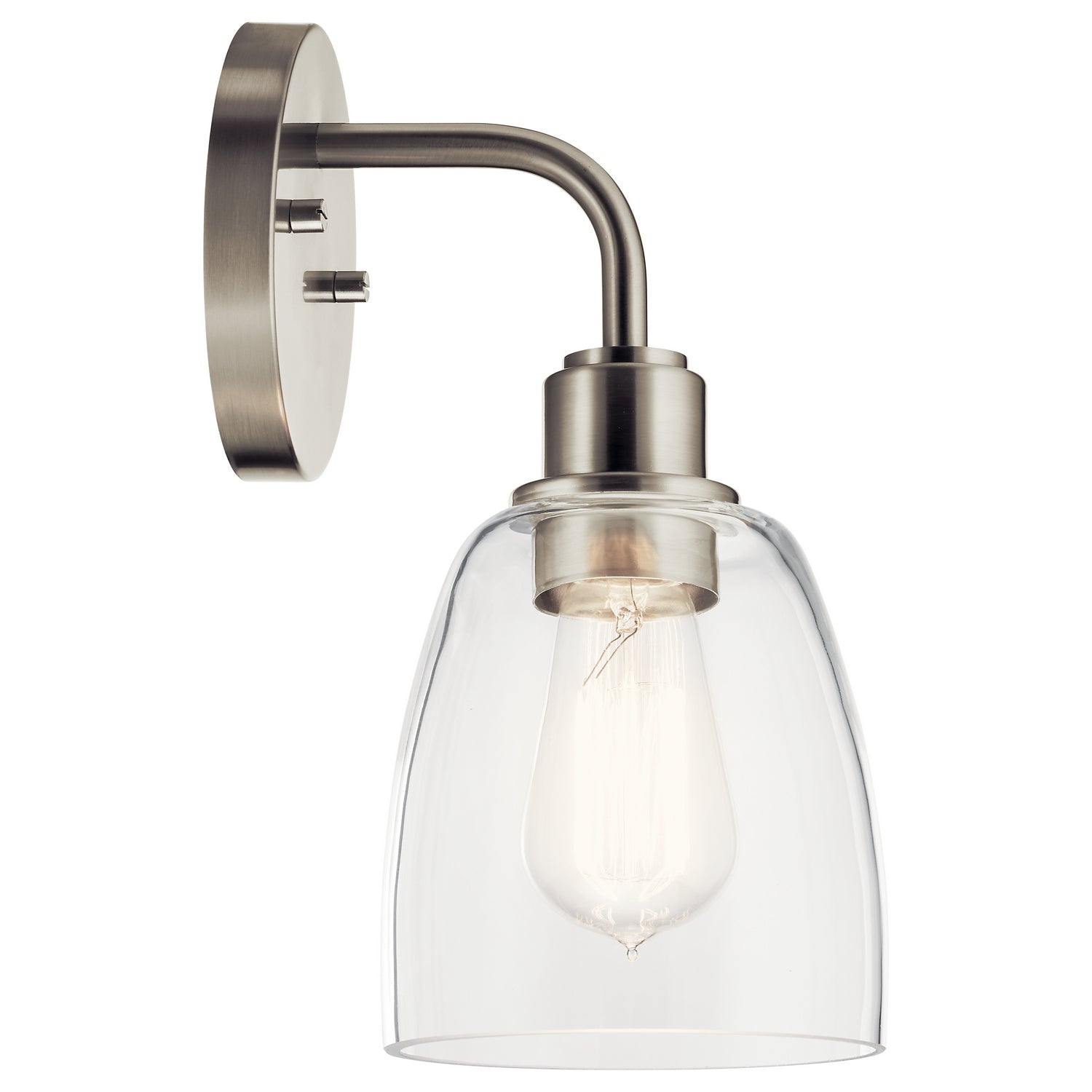 KICHLER 55100NI Meller 11" 1 Light Wall Sconce With Clear Glass Black