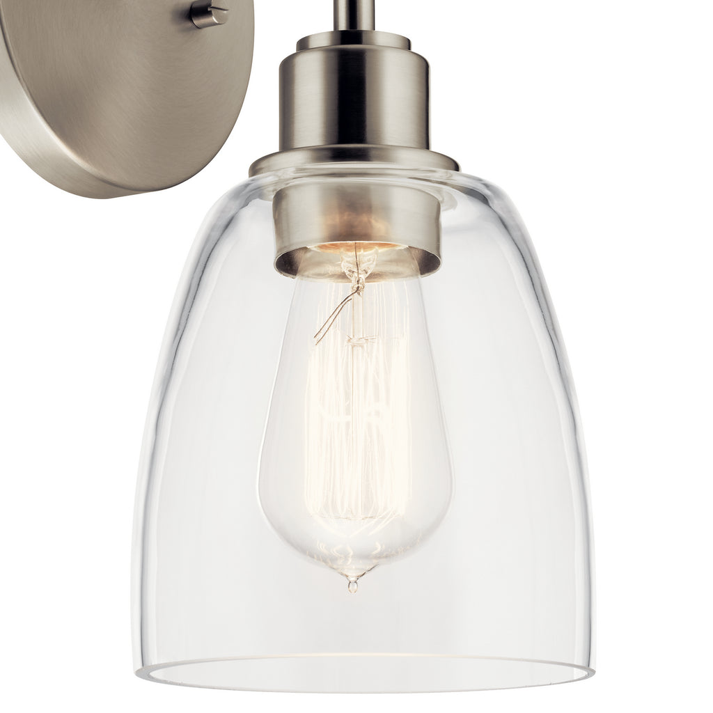 KICHLER 55100NI Meller 11" 1 Light Wall Sconce With Clear Glass Black