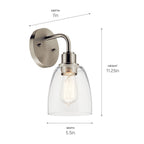 KICHLER 55100NI Meller 11" 1 Light Wall Sconce With Clear Glass Black