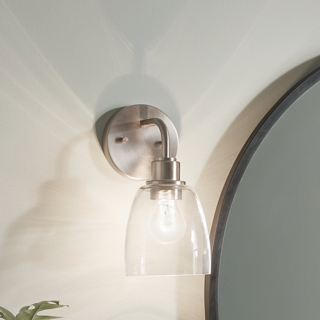 KICHLER 55100NI Meller 11" 1 Light Wall Sconce With Clear Glass Black
