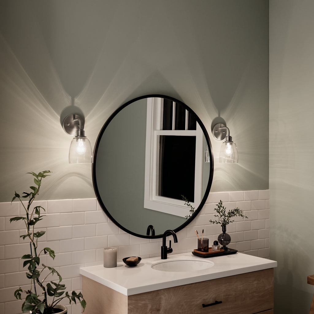 KICHLER 55100NI Meller 11" 1 Light Wall Sconce With Clear Glass Black