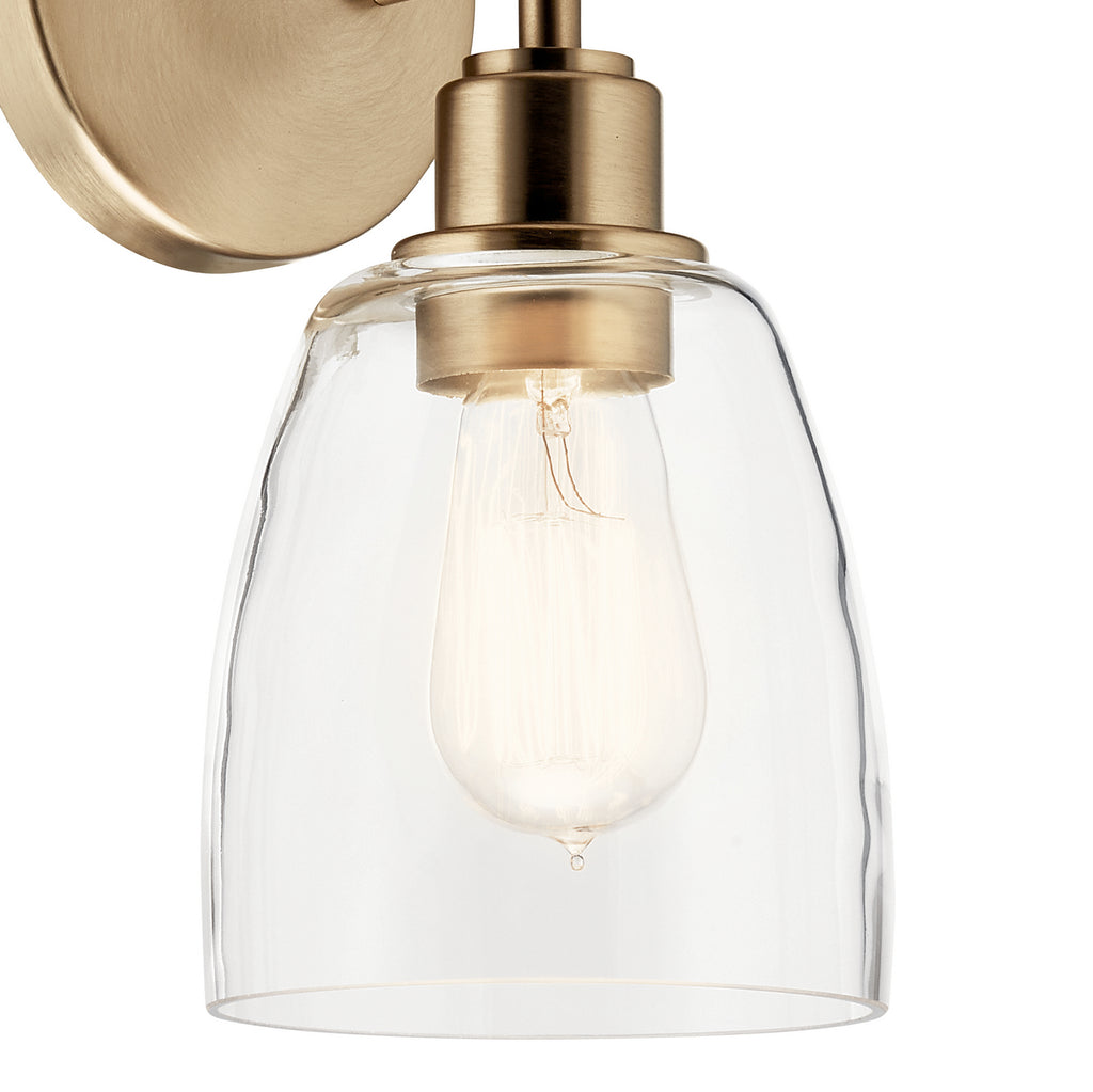 KICHLER 55100CPZ Meller 11" 1 Light Wall Sconce With Clear Glass Black