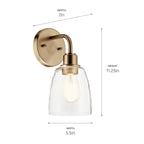 KICHLER 55100CPZ Meller 11" 1 Light Wall Sconce With Clear Glass Black