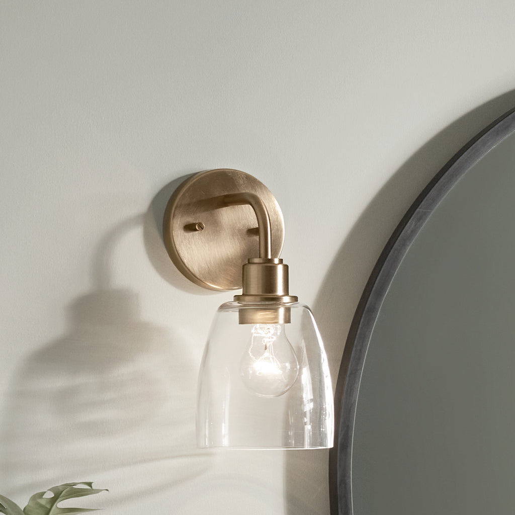 KICHLER 55100CPZ Meller 11" 1 Light Wall Sconce With Clear Glass Black