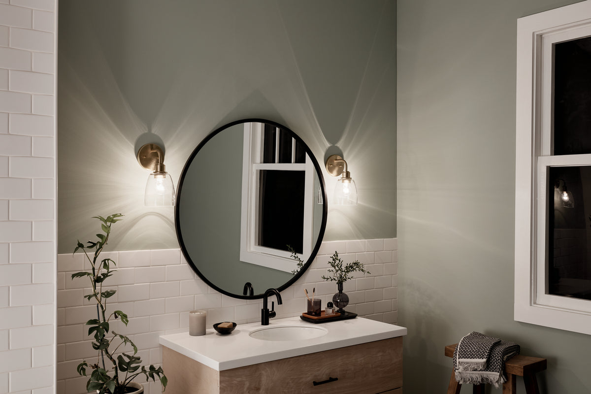 KICHLER 55100CPZ Meller 11" 1 Light Wall Sconce With Clear Glass Black