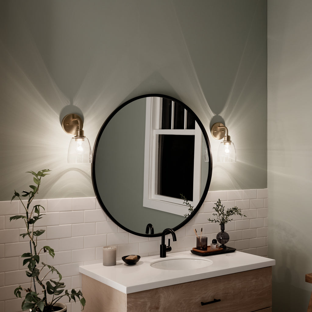 KICHLER 55100CPZ Meller 11" 1 Light Wall Sconce With Clear Glass Black