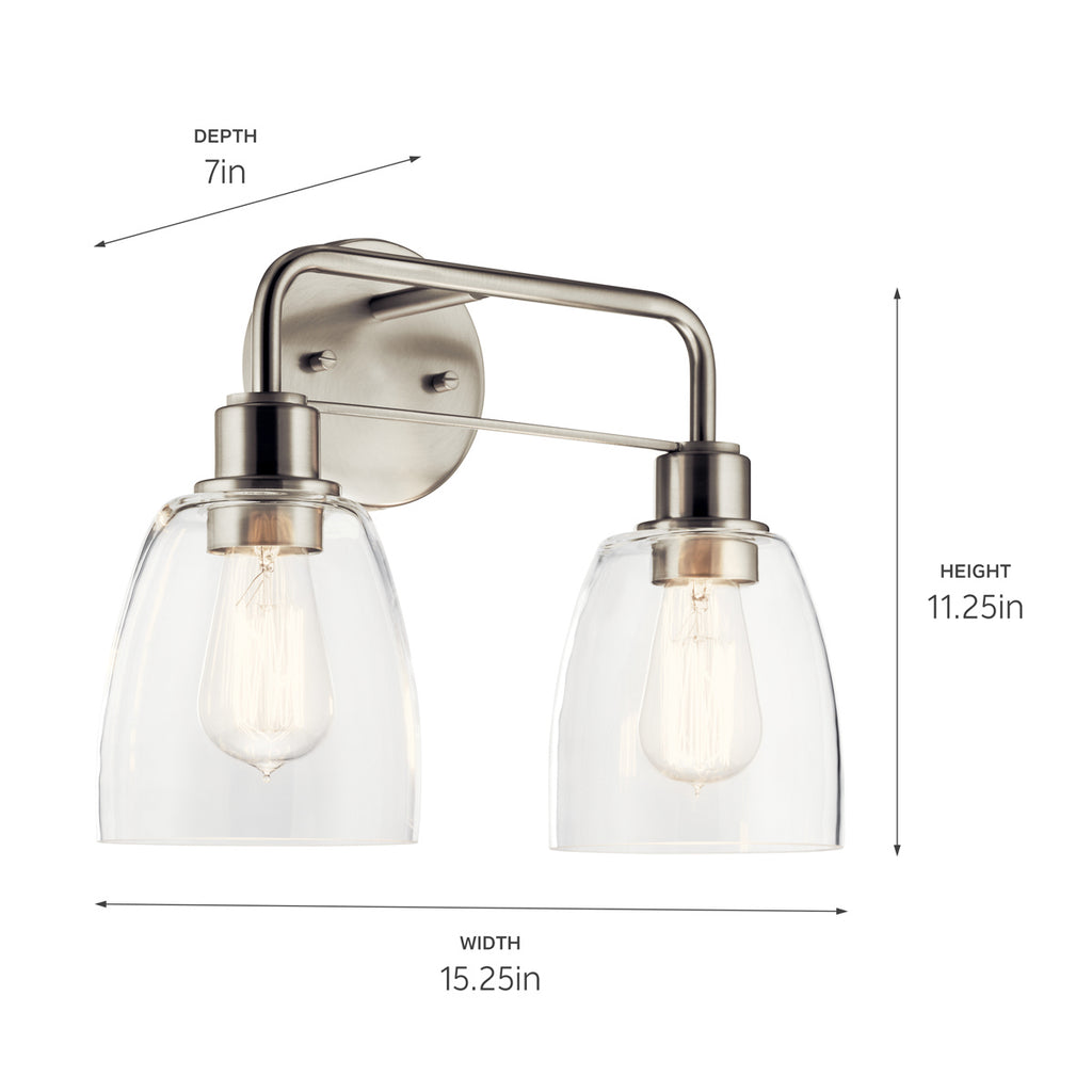 KICHLER 55101NI Meller 15" 2 Light Vanity Light With Clear Glass Black