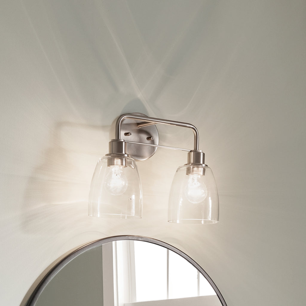 KICHLER 55101NI Meller 15" 2 Light Vanity Light With Clear Glass Black