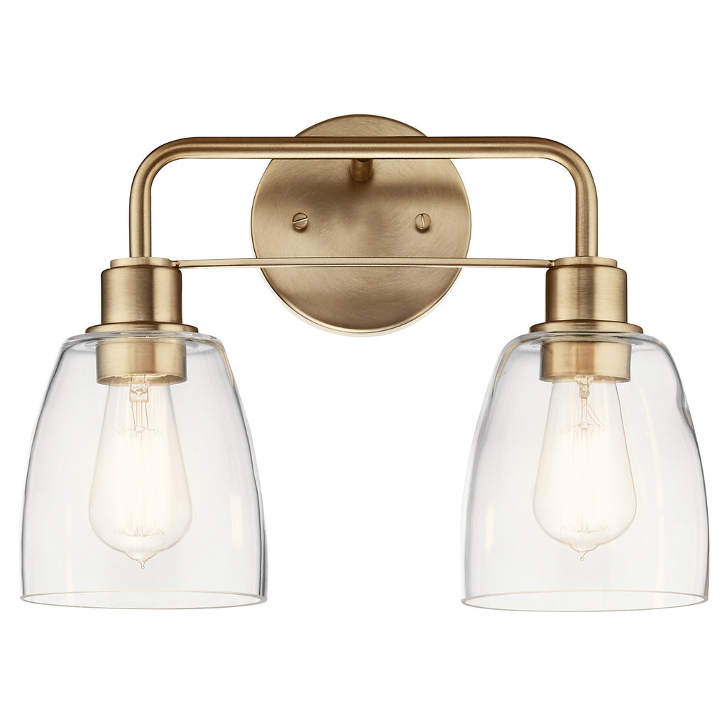 KICHLER 55101CPZ Meller 15" 2 Light Vanity Light With Clear Glass Black