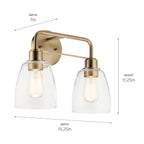KICHLER 55101CPZ Meller 15" 2 Light Vanity Light With Clear Glass Black