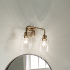 KICHLER 55101CPZ Meller 15" 2 Light Vanity Light With Clear Glass Black