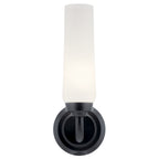 KICHLER 55073BK Truby 11.5" 1 Light Wall Sconce With Satin Etched Cased Opal Glass Polished Nickel