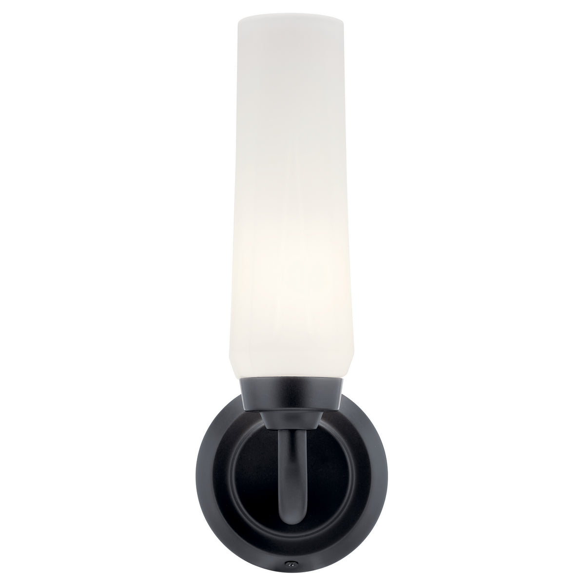 KICHLER 55073BK Truby 11.5" 1 Light Wall Sconce With Satin Etched Cased Opal Glass Polished Nickel
