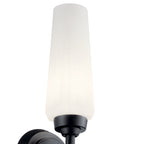 KICHLER 55073BK Truby 11.5" 1 Light Wall Sconce With Satin Etched Cased Opal Glass Polished Nickel