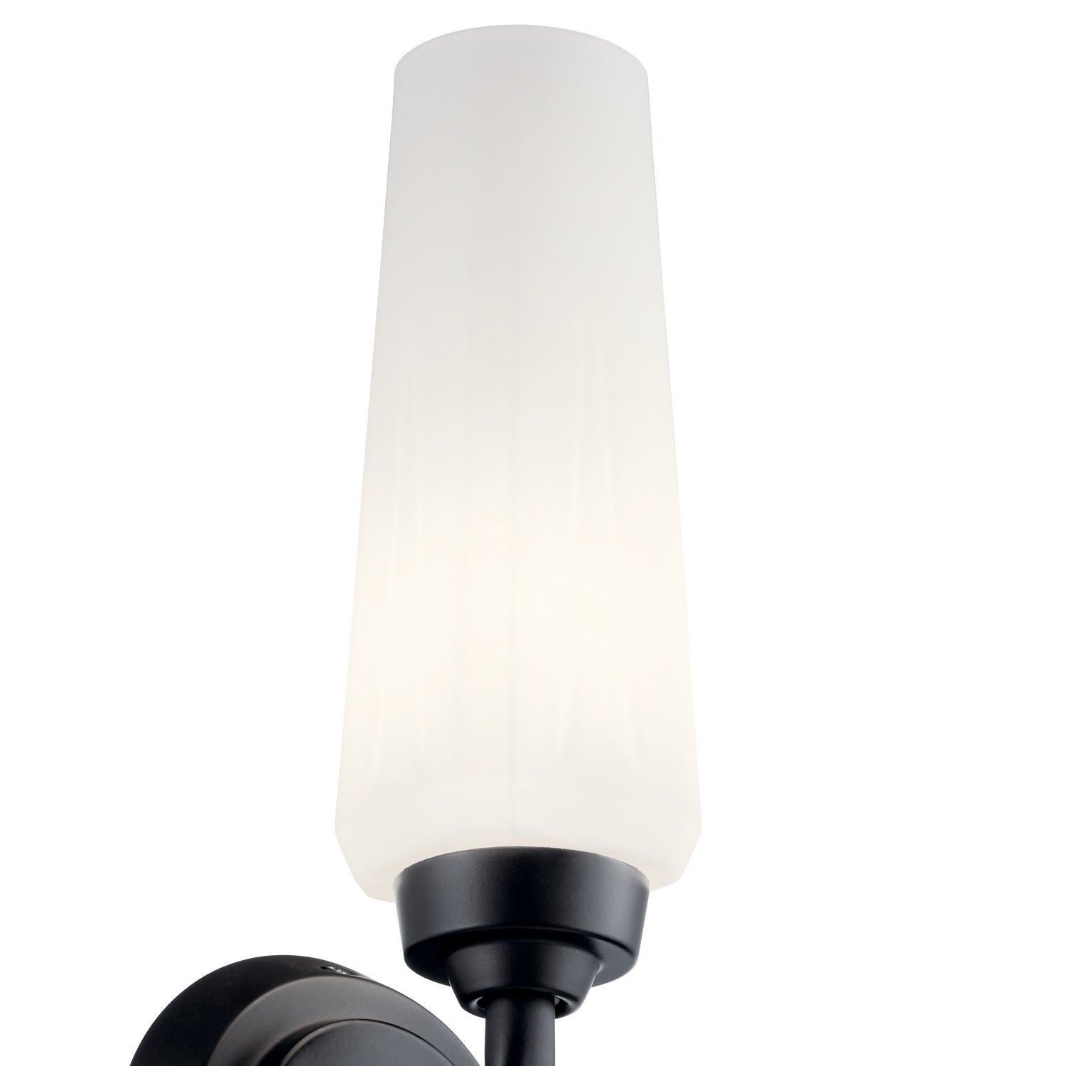 KICHLER 55073BK Truby 11.5" 1 Light Wall Sconce With Satin Etched Cased Opal Glass Polished Nickel