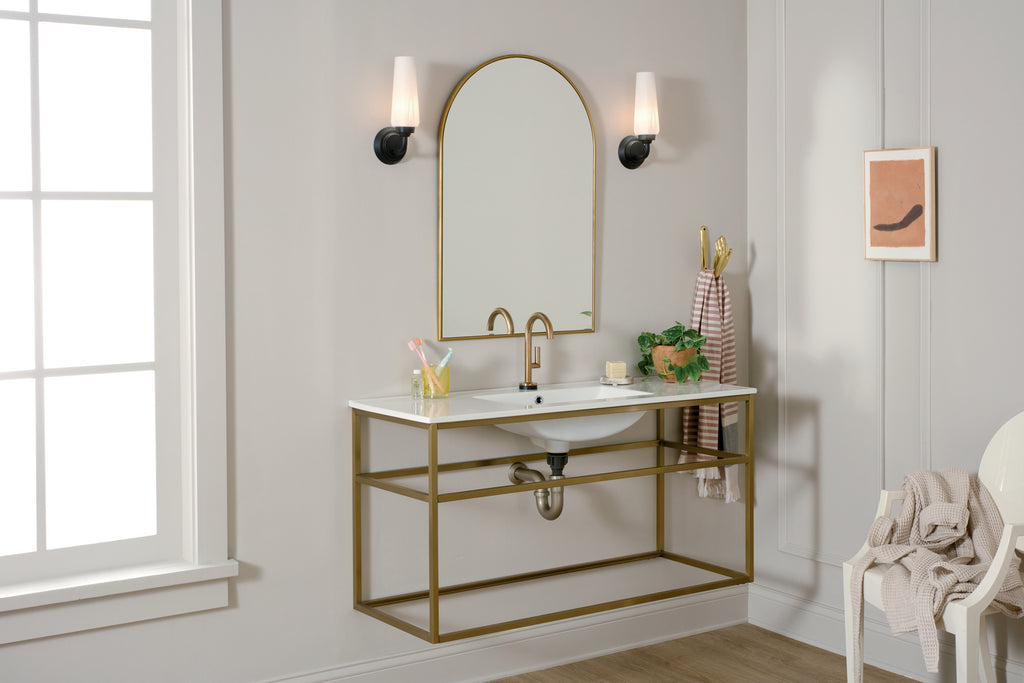 KICHLER 55073BK Truby 11.5" 1 Light Wall Sconce With Satin Etched Cased Opal Glass Polished Nickel