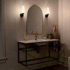 KICHLER 55073BK Truby 11.5" 1 Light Wall Sconce With Satin Etched Cased Opal Glass Polished Nickel