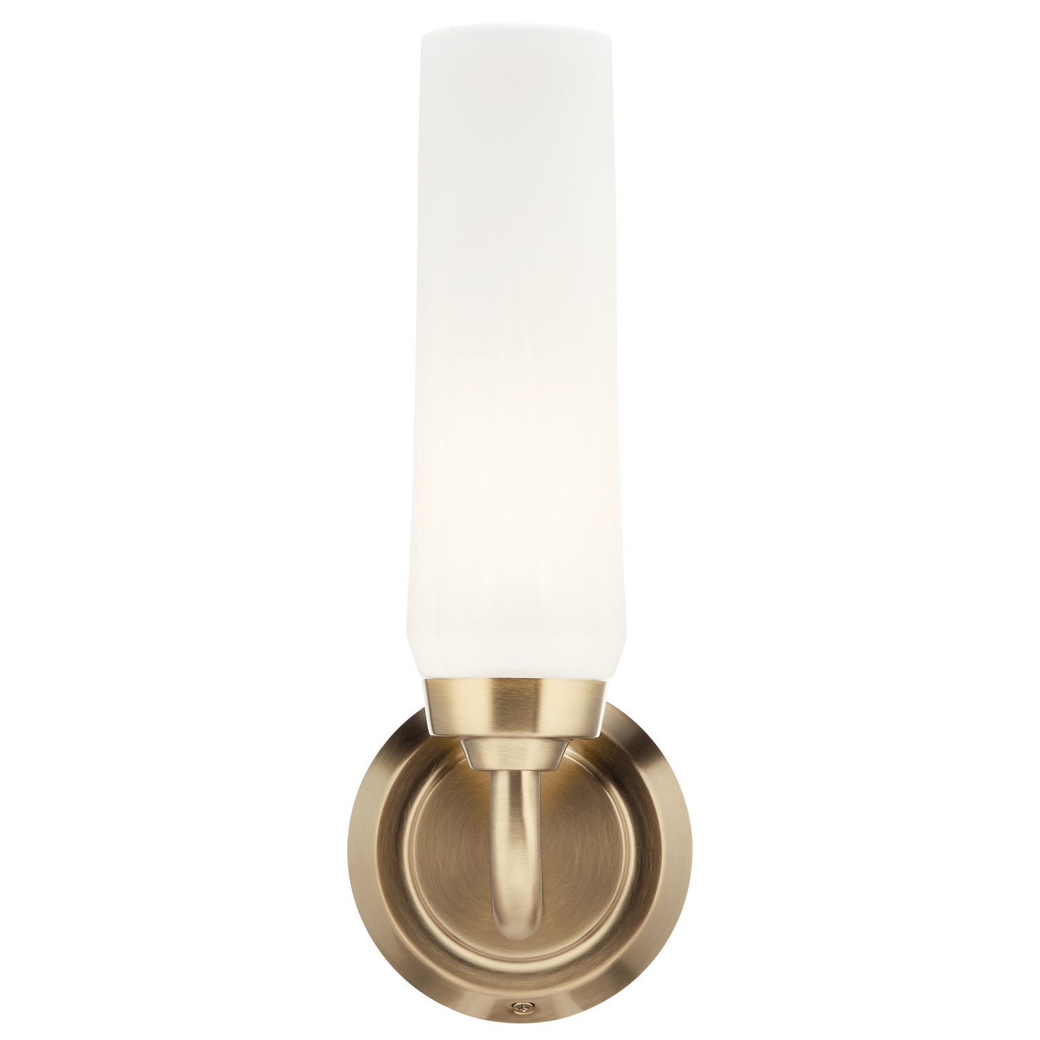 KICHLER 55073CPZ Truby 11.5" 1 Light Wall Sconce With Satin Etched Cased Opal Glass Polished Nickel