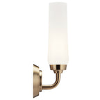 KICHLER 55073CPZ Truby 11.5" 1 Light Wall Sconce With Satin Etched Cased Opal Glass Polished Nickel