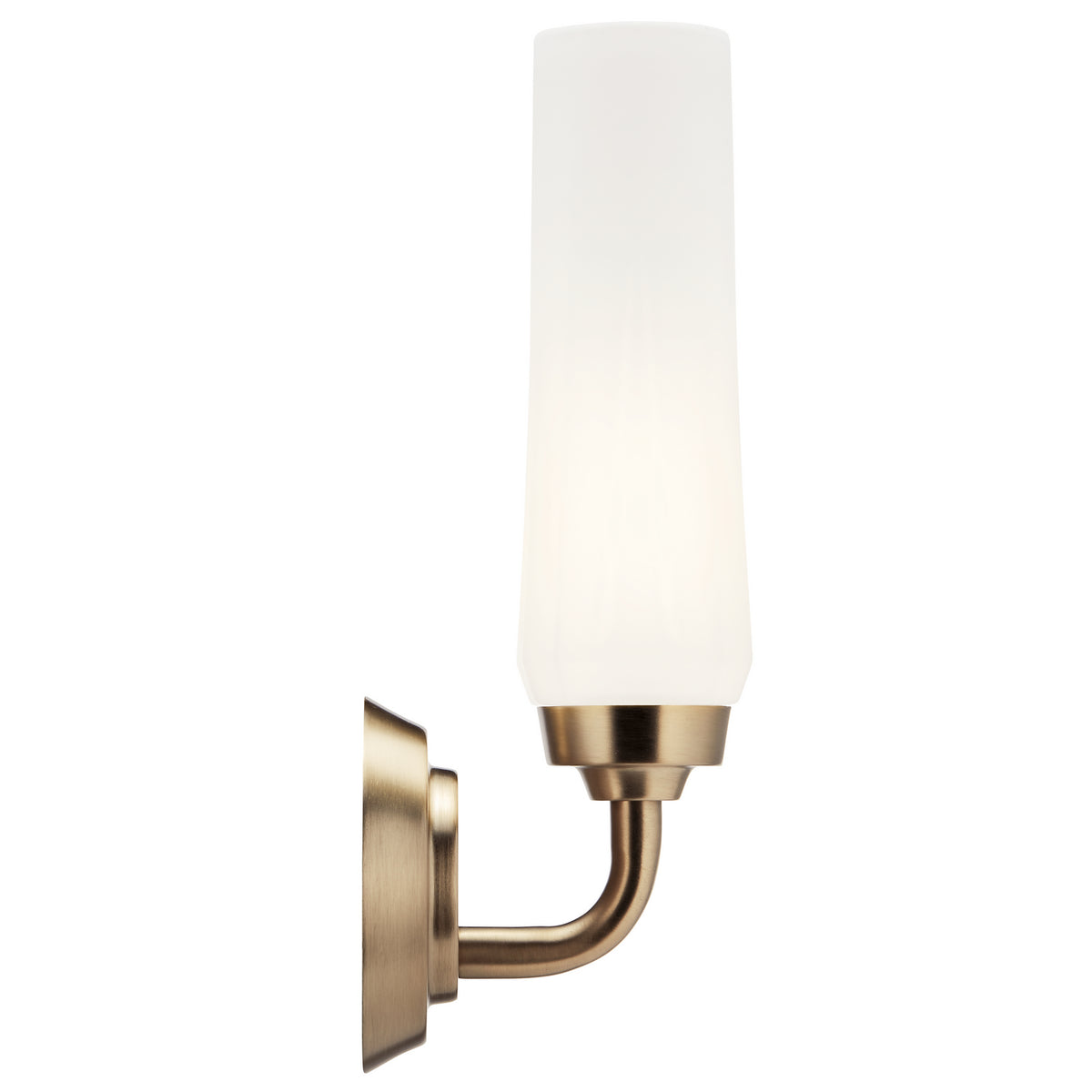 KICHLER 55073CPZ Truby 11.5" 1 Light Wall Sconce With Satin Etched Cased Opal Glass Polished Nickel