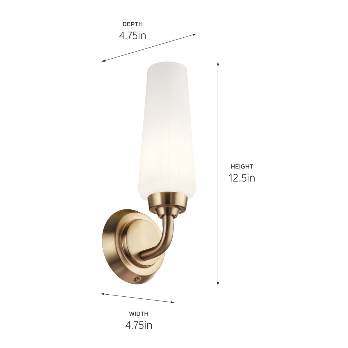 KICHLER 55073CPZ Truby 11.5" 1 Light Wall Sconce With Satin Etched Cased Opal Glass Polished Nickel