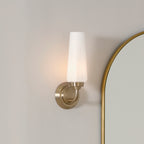 KICHLER 55073CPZ Truby 11.5" 1 Light Wall Sconce With Satin Etched Cased Opal Glass Polished Nickel