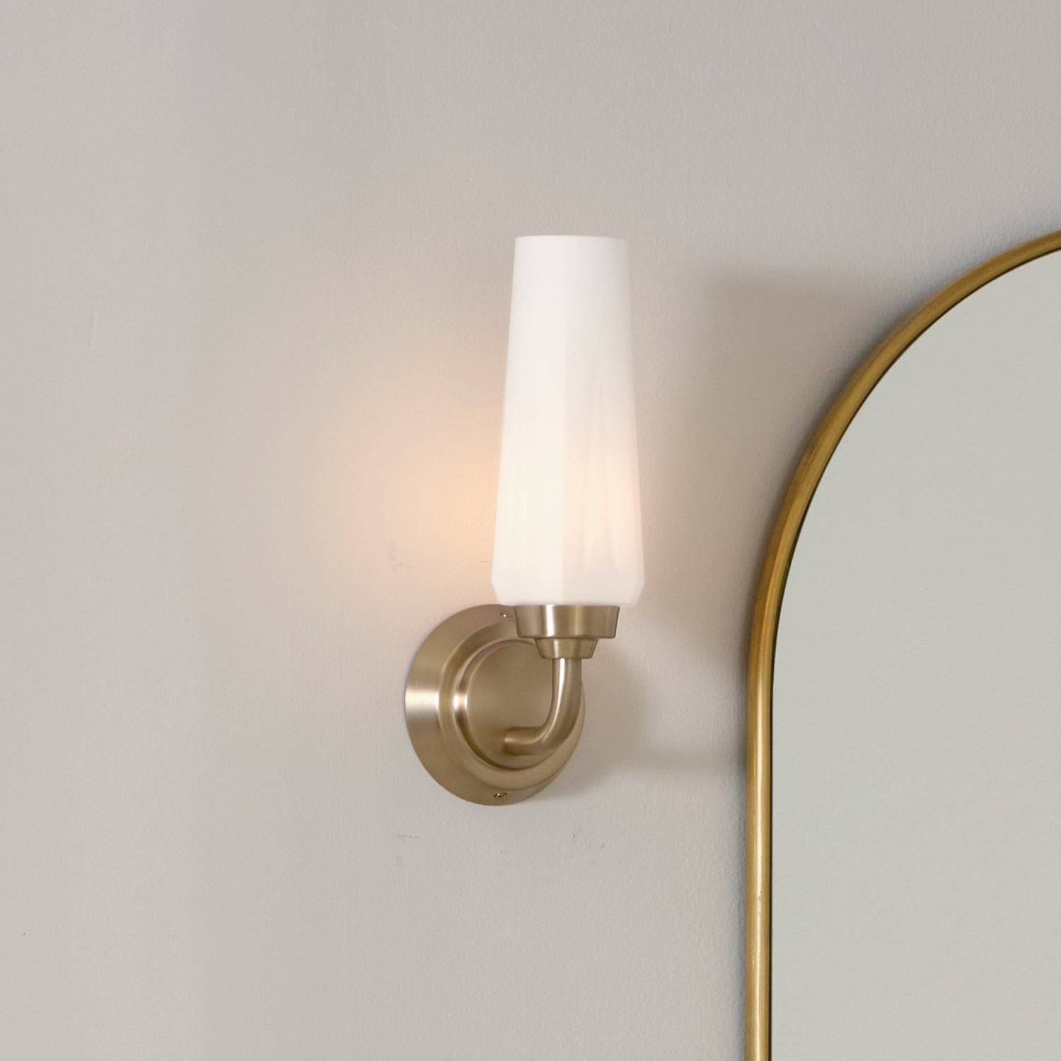 KICHLER 55073CPZ Truby 11.5" 1 Light Wall Sconce With Satin Etched Cased Opal Glass Polished Nickel