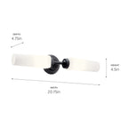 KICHLER 55074BK Truby 19.75" 2 Light Vanity Light With Satin Etched Cased Opal Glass Polished Nickel