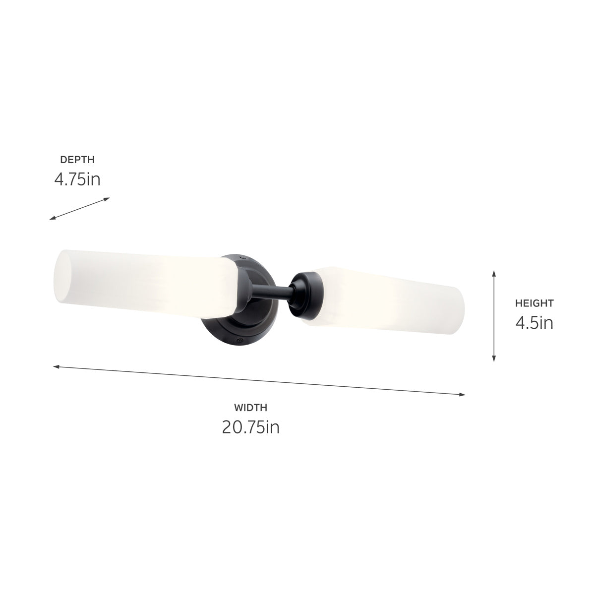 KICHLER 55074BK Truby 19.75" 2 Light Vanity Light With Satin Etched Cased Opal Glass Polished Nickel