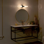 KICHLER 55074BK Truby 19.75" 2 Light Vanity Light With Satin Etched Cased Opal Glass Polished Nickel