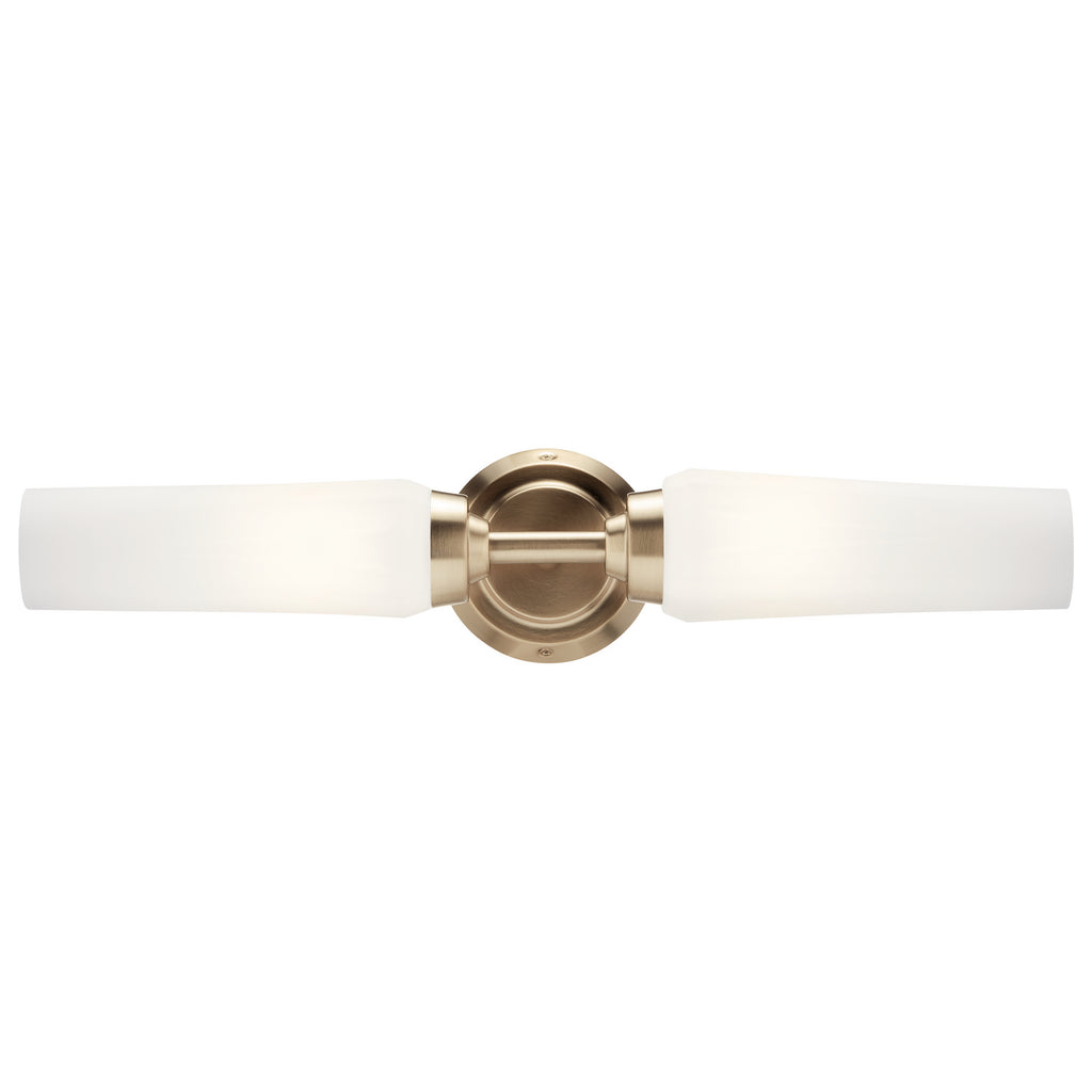 KICHLER 55074CPZ Truby 19.75" 2 Light Vanity Light With Satin Etched Cased Opal Glass Polished Nickel