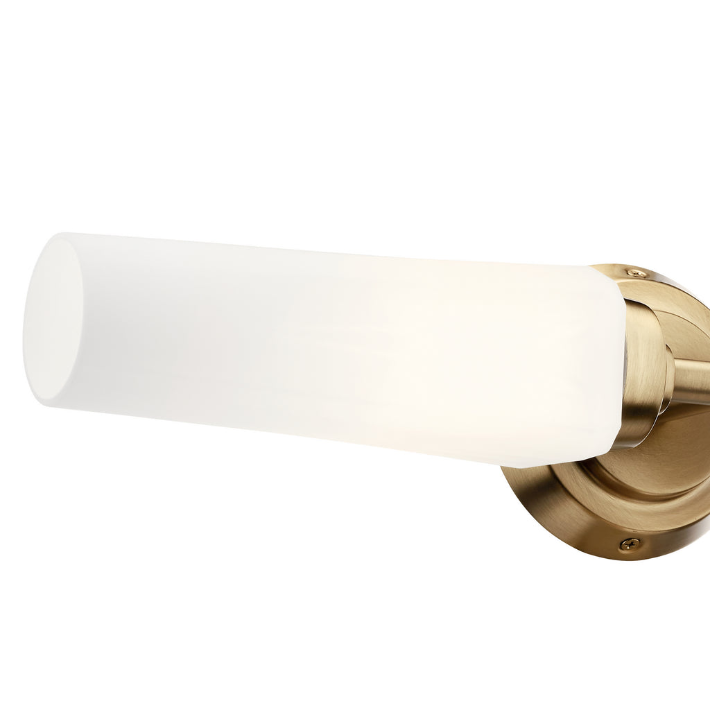 KICHLER 55074CPZ Truby 19.75" 2 Light Vanity Light With Satin Etched Cased Opal Glass Polished Nickel