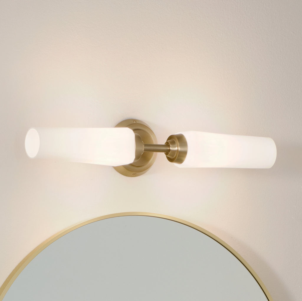 KICHLER 55074CPZ Truby 19.75" 2 Light Vanity Light With Satin Etched Cased Opal Glass Polished Nickel