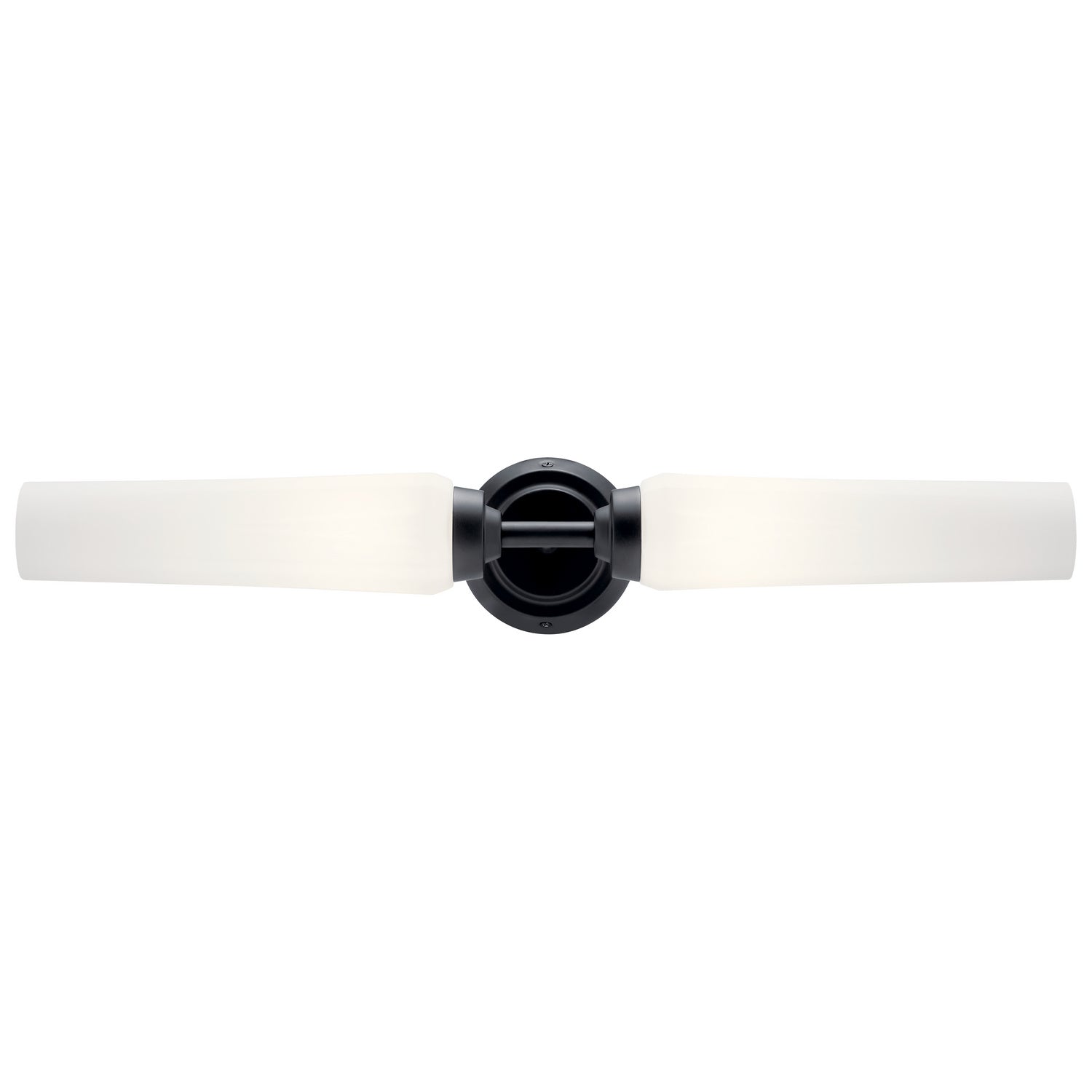 KICHLER 55075BK Truby 24.75" 2 Light Vanity Light With Satin Etched Cased Opal Glass Polished Nickel