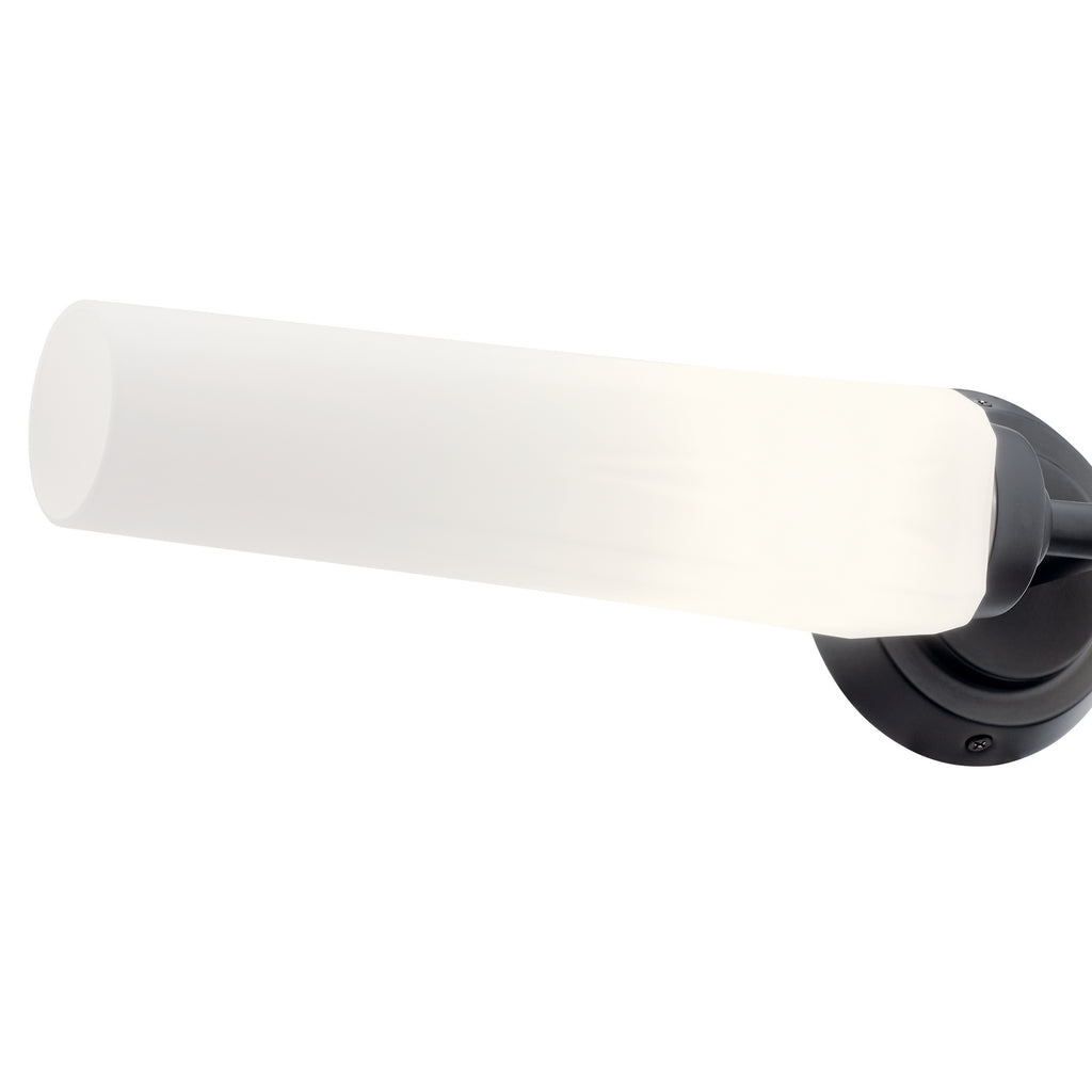 KICHLER 55075BK Truby 24.75" 2 Light Vanity Light With Satin Etched Cased Opal Glass Polished Nickel