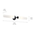 KICHLER 55075BK Truby 24.75" 2 Light Vanity Light With Satin Etched Cased Opal Glass Polished Nickel
