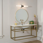 KICHLER 55075BK Truby 24.75" 2 Light Vanity Light With Satin Etched Cased Opal Glass Polished Nickel
