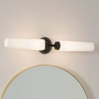 KICHLER 55075BK Truby 24.75" 2 Light Vanity Light With Satin Etched Cased Opal Glass Polished Nickel