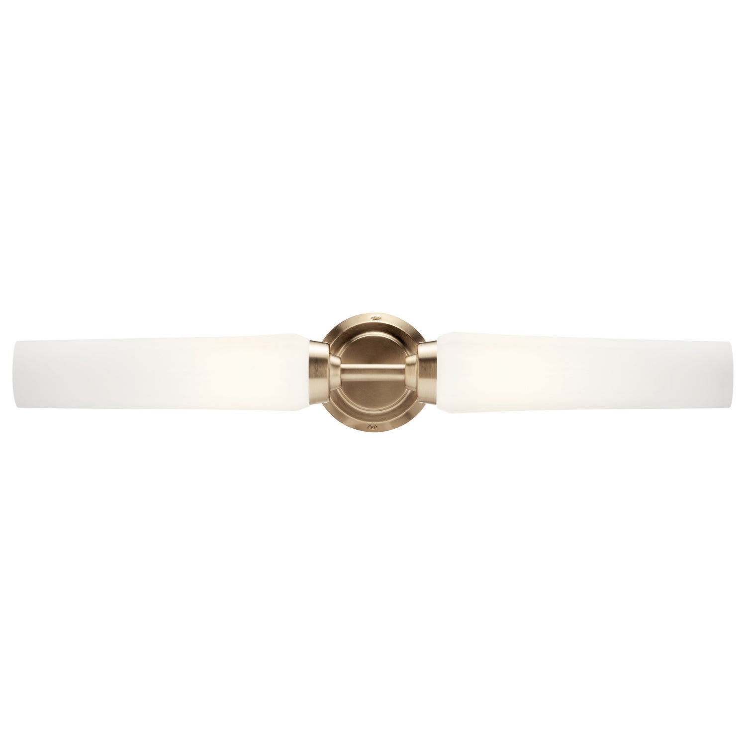 KICHLER 55075CPZ Truby 24.75" 2 Light Vanity Light With Satin Etched Cased Opal Glass Polished Nickel