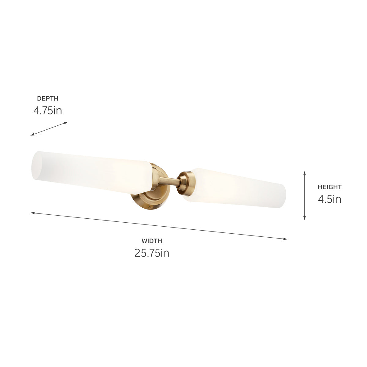 KICHLER 55075CPZ Truby 24.75" 2 Light Vanity Light With Satin Etched Cased Opal Glass Polished Nickel