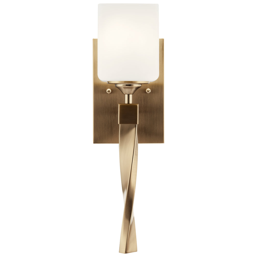 KICHLER 55000CPZ Marette 5" 1 Light Wall Sconce With Satin Etched Cased Opal Glass In Black