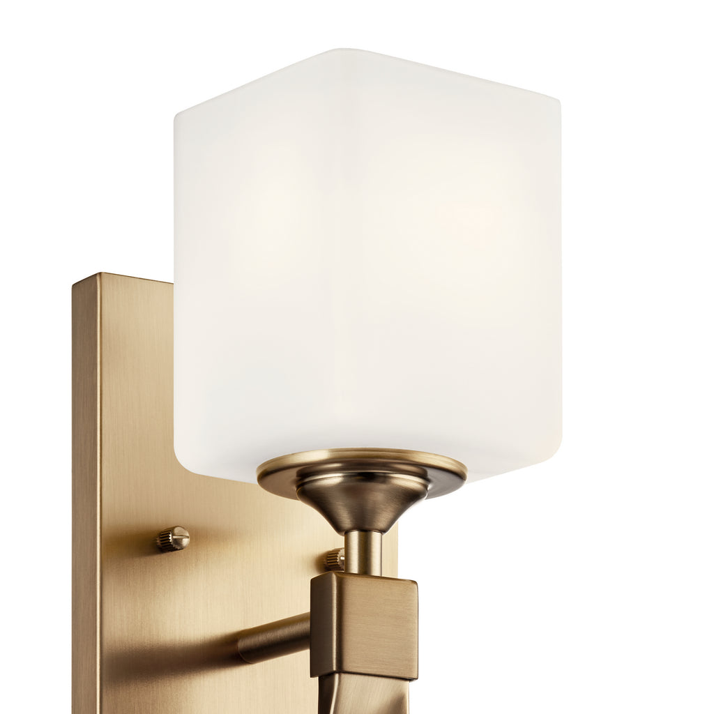 KICHLER 55000CPZ Marette 5" 1 Light Wall Sconce With Satin Etched Cased Opal Glass In Black