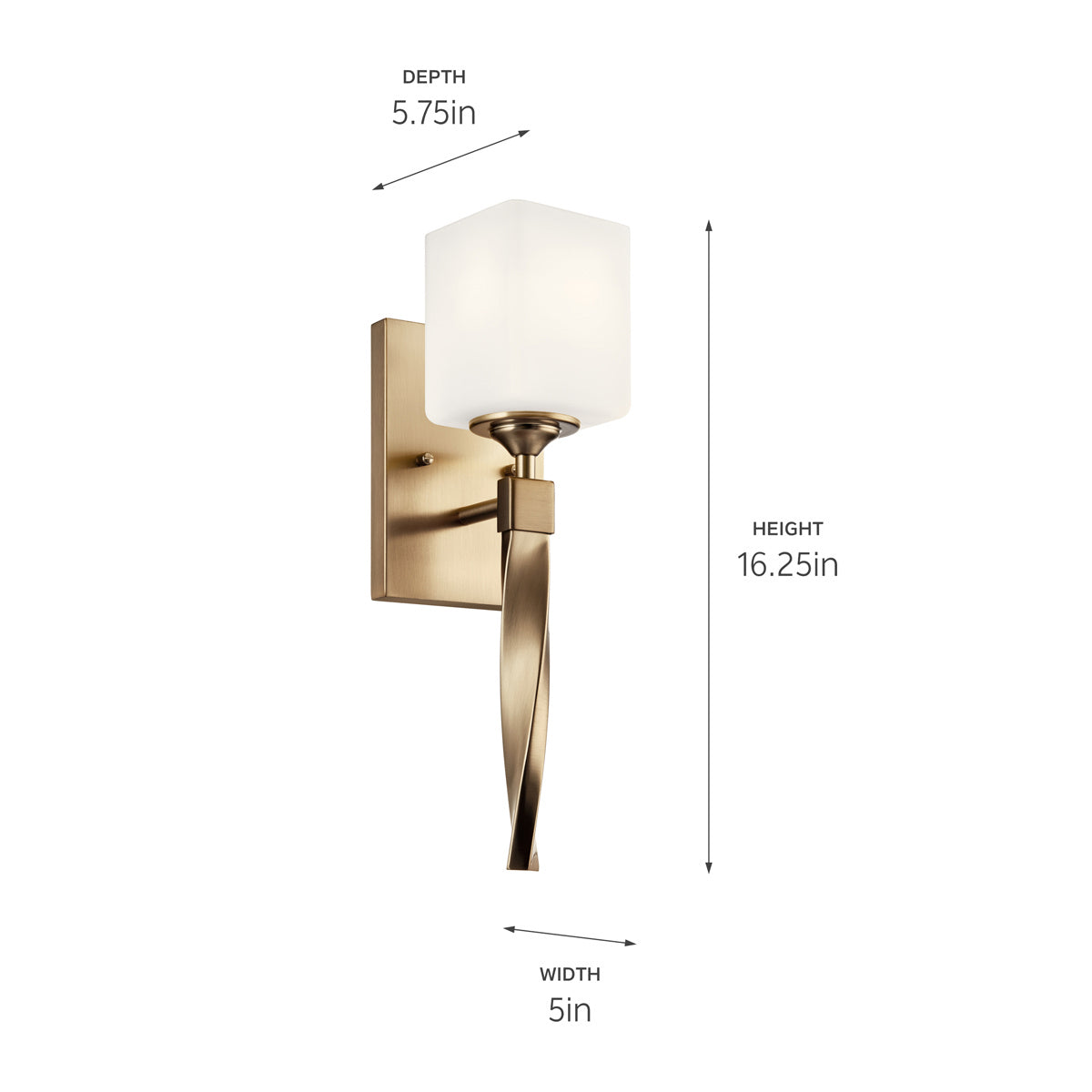 KICHLER 55000CPZ Marette 5" 1 Light Wall Sconce With Satin Etched Cased Opal Glass In Black