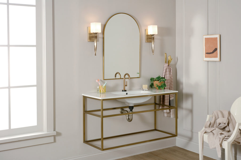KICHLER 55000CPZ Marette 5" 1 Light Wall Sconce With Satin Etched Cased Opal Glass In Black