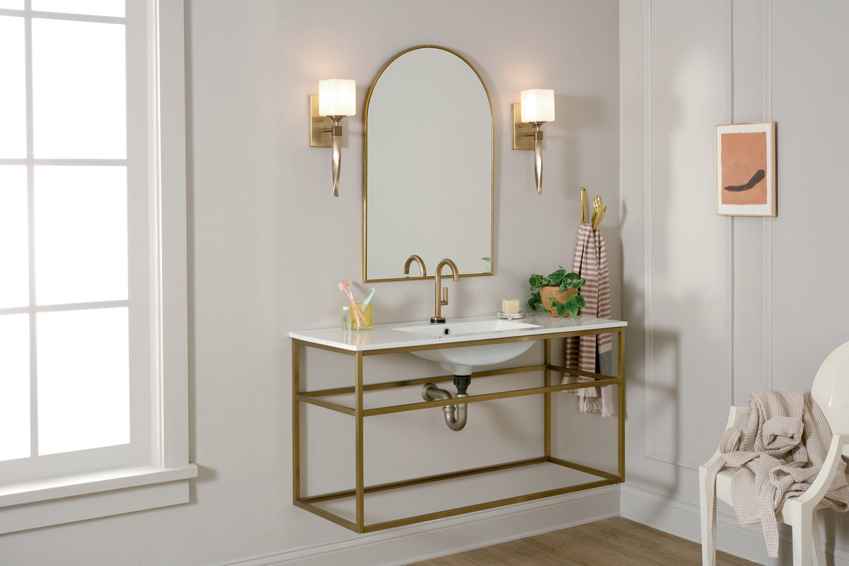 KICHLER 55000CPZ Marette 5" 1 Light Wall Sconce With Satin Etched Cased Opal Glass In Black