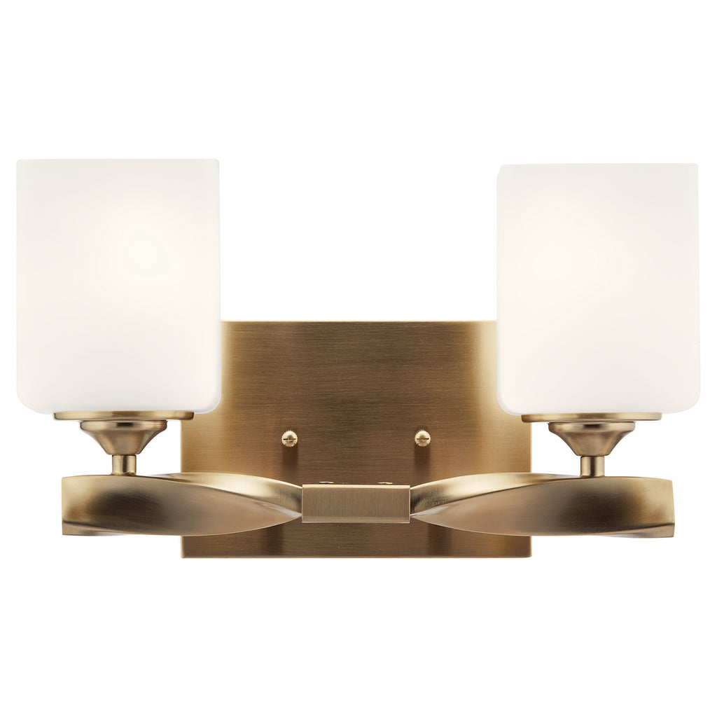 KICHLER 55001CPZ Marette 13.5 " 2 Light Vanity Light With Satin Etched Cased Opal Glass In Black