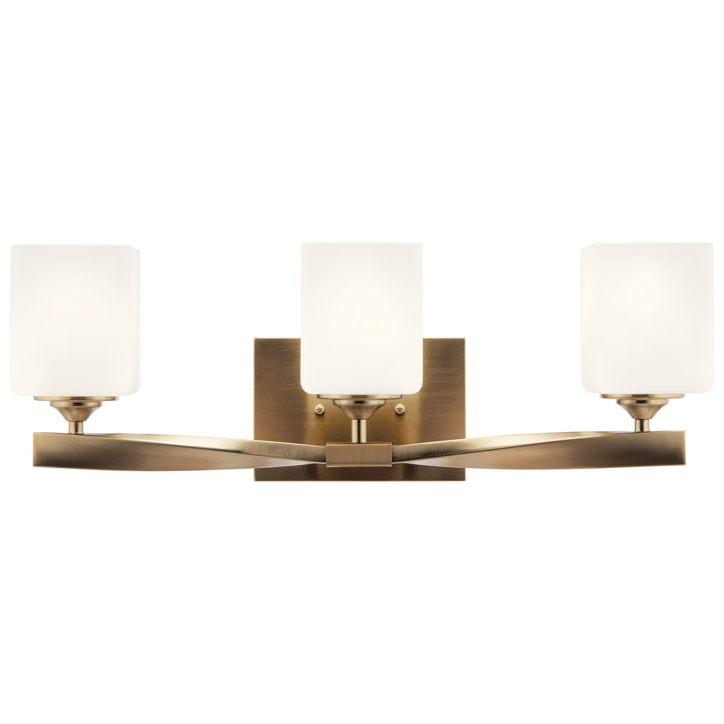 KICHLER 55002CPZ Marette 22.75" 3 Light Vanity Light With Satin Etched Cased Opal Glass In Black